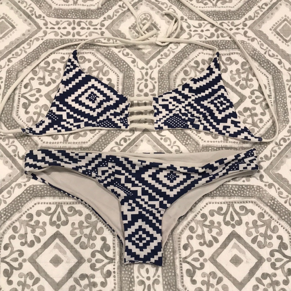 Navy and White Bikini